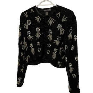 Vintage Carolyne Barton Night Sequins & Beaded Cropped Jacket Size Medium